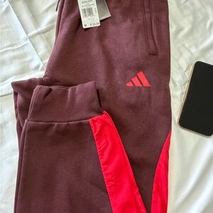 adidas Maroon Sweatpants with Red Accents — Kids